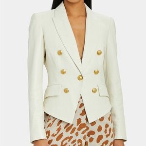 VERONICA BEARD Cooke Leather Jacket Bone Gold Size 0